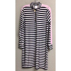 Stella Parker Dress Blue Stripe 1/4 Zip Long Sleeve Women’s Size Medium
